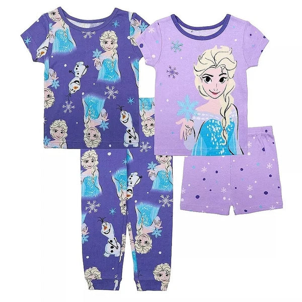 Disney Frozen Elsa and Olaf Toddler Girl's 4-Piece Cotton Pajama Set