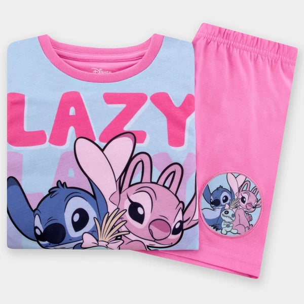 Disney Lilo And Stitch Pyjamas | Girls Stitch And Angel PJs | Lazy Days Pyjamas