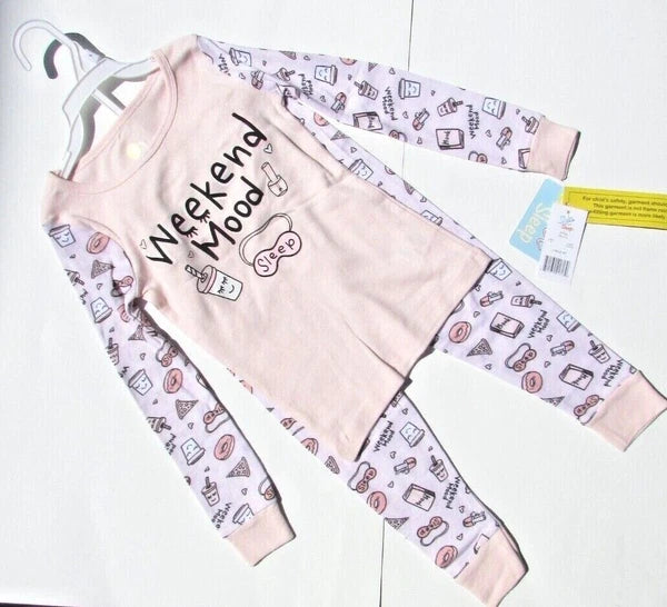 Sol Sleep Girls 2pc Pink Pajama Set GP5-3116 Weekend Mood Sleep Sizes: 5 6 & 6X
