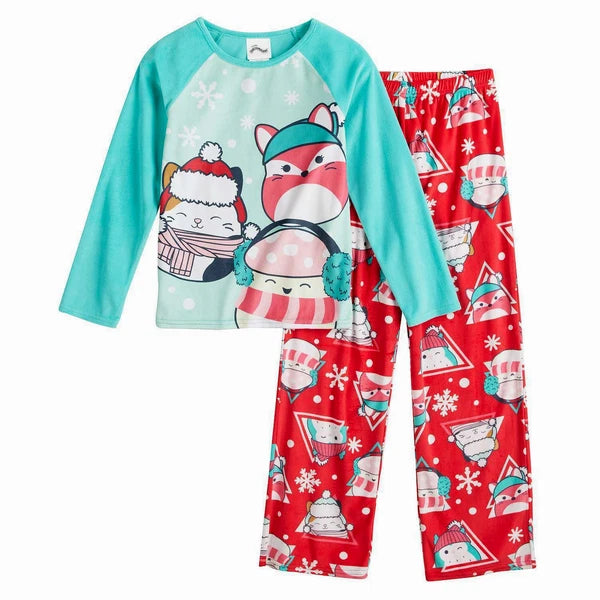 Squishmallows Christmas Pajamas Set T Shirt Pants Girl 6 8 10 12 14 Holiday Gift