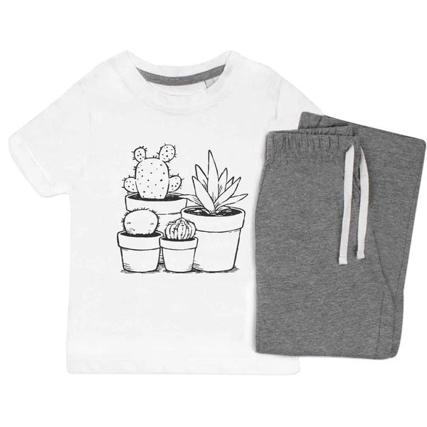 'Cacti Plants in Pots' Kids Nightwear / Pyjama Set (KP053513)