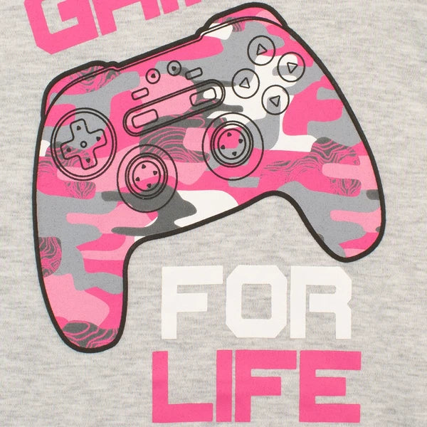 Gaming Pyjamas Kids Girls  6 7 8 9 10 11 12 13 Years PJs Camouflage Pink Grey