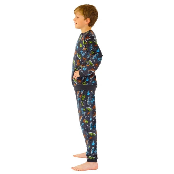 Boys Pyjama PJ Nightwear Sets 2 Piece Check Bottom Loungewear Short Long Bedlam