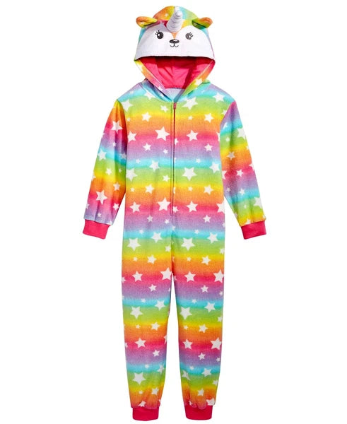 Girl Unicorn Hoodie One Piece Union Suit Pajamas Halloween Costume 8 10 12 14