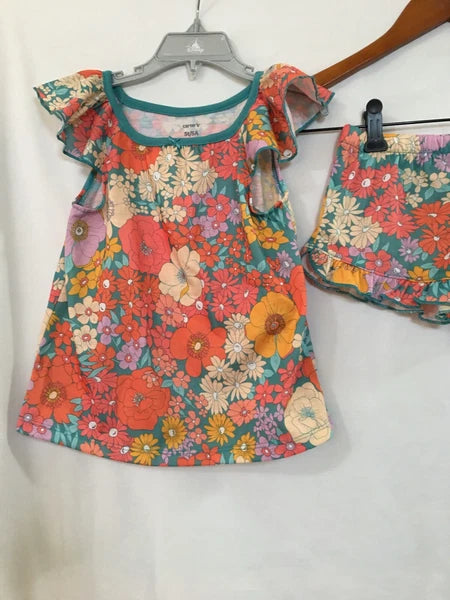 New Carter's Girls Floral  Poly Pajama 2 pc Set Toddler  sz 5T