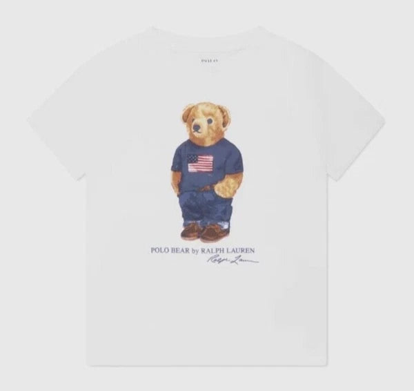 Kids / Boys Ralph Lauren Polo Bear Pajama Set Shorts White Blue Sizes 5, 6 & 7