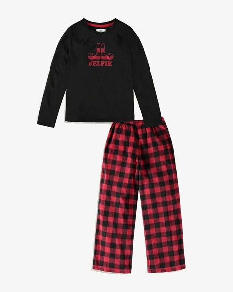 Karen Neuburger Unisex Toddlers Hoilday Elfie 2-Piece Plaid Pajama Set