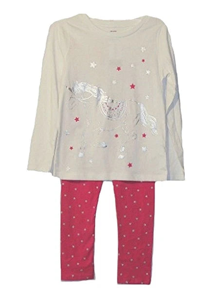 Carter's Girl's Silver Foil Unicorn and Star Print Pajama Set