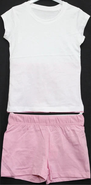 2 Pairs of Girls Plain Short Pyjamas /Mix & Match Shorty PJs in Sizes 3-10 years