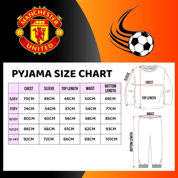 Manchester United Personalised Kids Pyjamas Long Sleeve PJ set for Boys Cotton