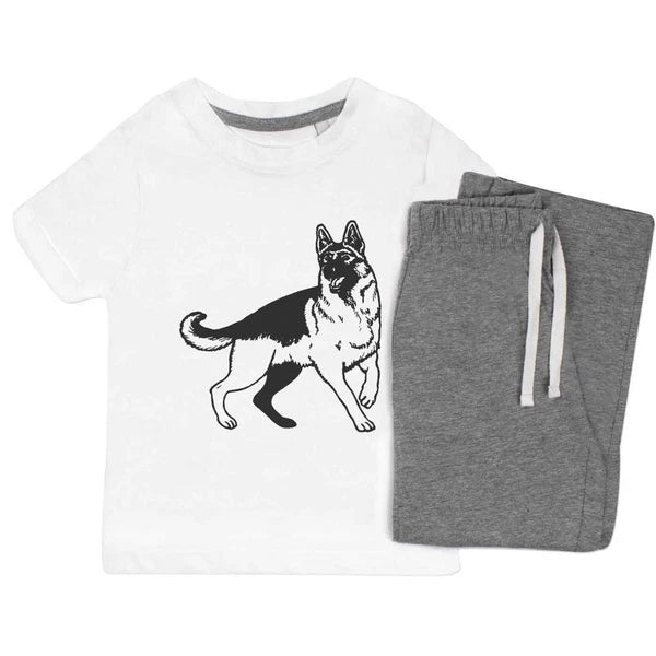 'Alsatian Dog' Kids Nightwear / Pyjama Set (KP016528)