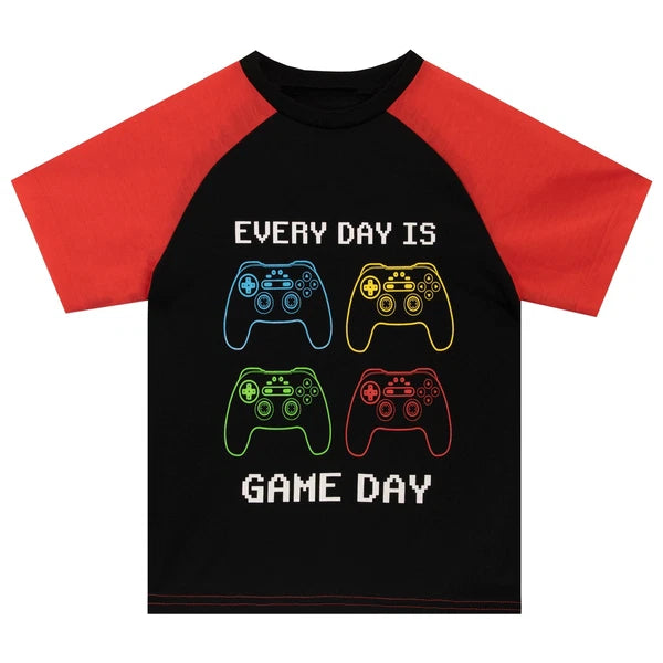 Gaming Short Pyjama Set Kids Boys 5 6 7 8 9 10 11 12 13 Years PJs Nightwear Red