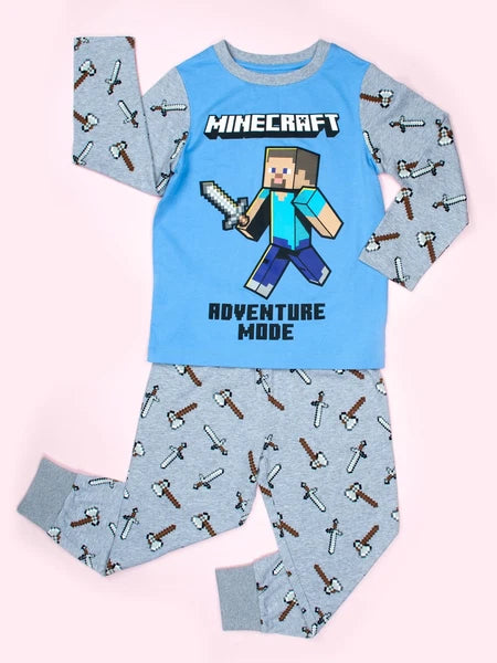 Minecraft Pyjama for Boys Long Sleeve Cotton Winter PJ Set Christmas Gift